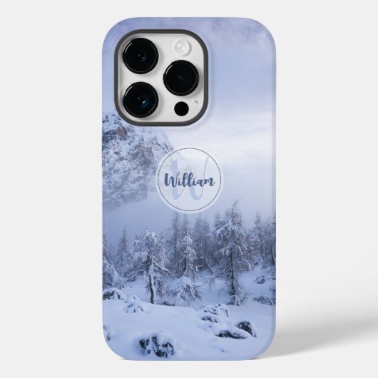 Winter Wunderland Nebel Fichtenwald Schneemonogram Case-Mate iPhone Hülle (Rückseite)