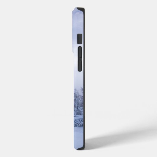 Winter Wunderland Nebel Fichtenwald Schneemonogram Case-Mate iPhone Hülle (Rückseite / Links)