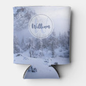 Winter Wunderland Nebel Fichtenwald Schneemonogram Dosenkühler (Vorderseite)
