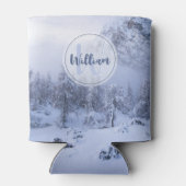 Winter Wunderland Nebel Fichtenwald Schneemonogram Dosenkühler (Rückseite)