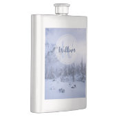 Winter Wunderland Nebel Fichtenwald Schneemonogram Flachmann (Rechts)