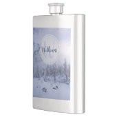 Winter Wunderland Nebel Fichtenwald Schneemonogram Flachmann (Links)