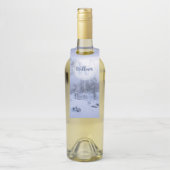 Winter Wunderland Nebel Fichtenwald Schneemonogram Flaschenanhänger (Auf Flasche)
