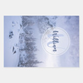 Winter Wunderland Nebel Fichtenwald Schneemonogram Geschenkpapier Set (Vorderseite)