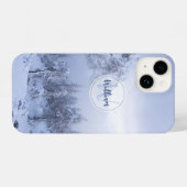 Winter Wunderland Nebel Fichtenwald Schneemonogram iPhone Hülle (Rückseite (Horizontal))