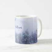 Winter Wunderland Nebel Fichtenwald Schneemonogram Kaffeetasse (VorderseiteRechts)
