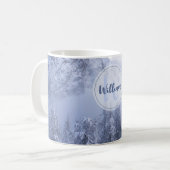 Winter Wunderland Nebel Fichtenwald Schneemonogram Kaffeetasse (Vorderseite Links)