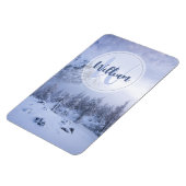 Winter Wunderland Nebel Fichtenwald Schneemonogram Magnet (Linke Seite)