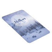 Winter Wunderland Nebel Fichtenwald Schneemonogram Magnet (Rechte Seite)
