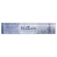 Winter Wunderland Nebel Fichtenwald Schneemonogram