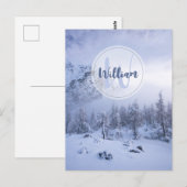 Winter Wunderland Nebel Fichtenwald Schneemonogram Postkarte (Vorne/Hinten)