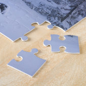 Winter Wunderland Nebel Fichtenwald Schneemonogram Puzzle (Seite)