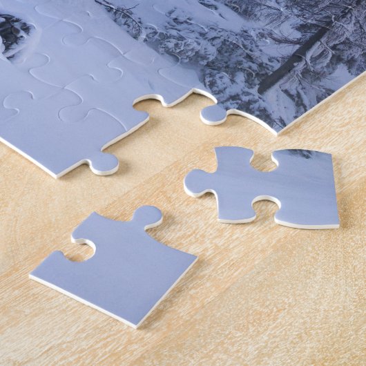 Winter Wunderland Nebel Fichtenwald Schneemonogram Puzzle (Seite)
