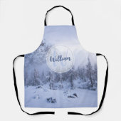 Winter Wunderland Nebel Fichtenwald Schneemonogram Schürze (Vorderseite)