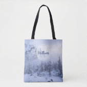 Winter Wunderland Nebel Fichtenwald Schneemonogram Tasche (Vorderseite)