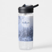 Winter Wunderland Nebel Fichtenwald Schneemonogram Trinkflasche (Links)