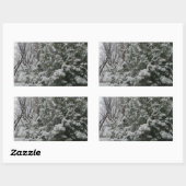 Winter Wunderland Pine Tree mit Schneefall Rechteckiger Aufkleber (Blatt)