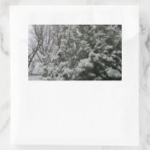 Winter Wunderland Pine Tree mit Schneefall Rechteckiger Aufkleber (Tasche)