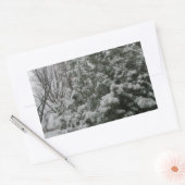 Winter Wunderland Pine Tree mit Schneefall Rechteckiger Aufkleber (Umschlag)