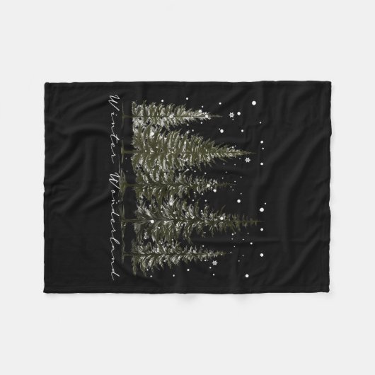 Winter Wunderland Pine Tree Natur Wandern Fleecedecke (Vorderseite (Horizontal))