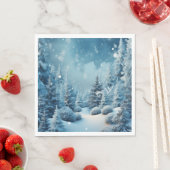 Winter Wunderland Pine Trees Schneeflocken Serviette (Beispiel)
