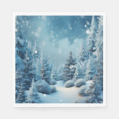 Winter Wunderland Pine Trees Schneeflocken Serviette (Vorderseite)