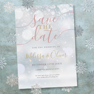 Winter Wunderland Rosa und Gold Save The Date