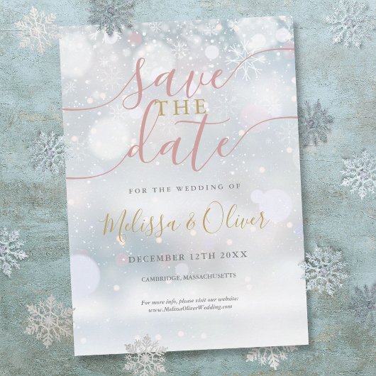 Winter Wunderland Rosa und Gold Save The Date