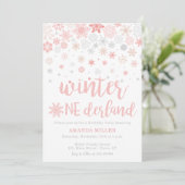 Winter Wunderland Schneeflocken Mädchen 1. Geburts Einladung (Stehend Vorderseite)