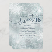 Winter Wunderland Schneeflocken mit süßen Noten 16 Einladung (Vorne/Hinten)