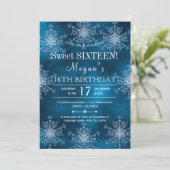 Winter Wunderland Schneeflocken Süß 16 Geburtstag Einladung (Stehend Vorderseite)
