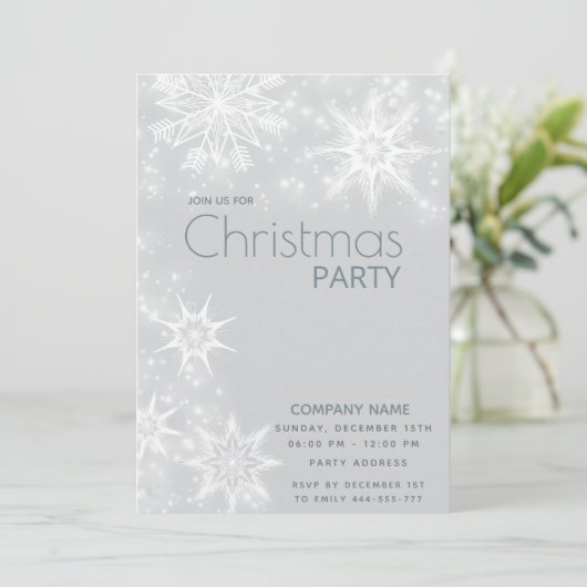 Winter Wunderland Schneeflocken Weihnachten Einladung (Stehend Vorderseite)