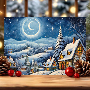 Winter-Wunderland Schneelandschaft Weihnachtsdorf Feiertagskarte