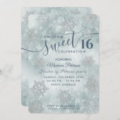 Winter Wunderland staubige blaue Buche süß 16 Einladung (Vorne/Hinten)