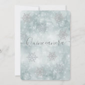 Winter Wunderland staubige blaue Buke Quinceañera Einladung (Rückseite)