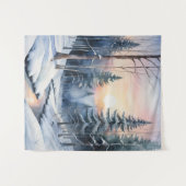 Winter-Wunderland-Waldlandschaft Wandteppich (Vorderseite (Horizontal))