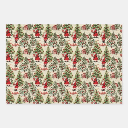 Winter Wunderland Weihnachtsbaumen und Weihnachtsb Geschenkpapier Set (Vorderseite)