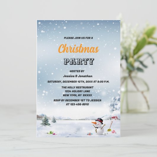 Winter Wunderschnee Weihnachtskonzern Einladung (Stehend Vorderseite)