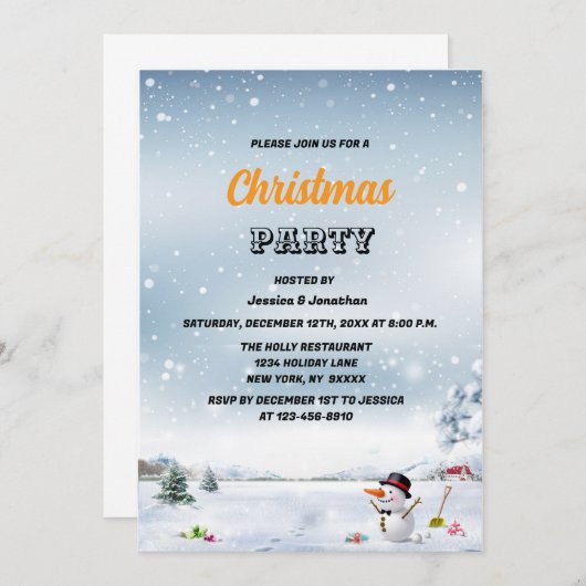 Winter Wunderschnee Weihnachtskonzern Einladung (Vorne/Hinten)