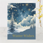 Winter-Wunsch-Schneenacht-Grußkarte Karte (Gelbe Blume)