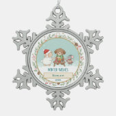 Winter-Wünsche Schneeflocken Zinn-Ornament (Vorderseite)