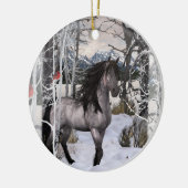 Winter wünscht Pferd 2024 Keramik Ornament (Links)