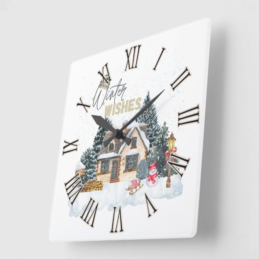 Winter wünscht quadratische wanduhr (Winkel)