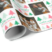 Winter wünscht rosa Weihnachtsbaumen Foto Geschenkpapier (Rolleneckpunkt)