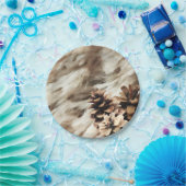 Winter wünscht warmen Rustikalen Urlaub Pinecones Pappteller (Party)