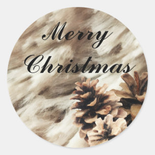 Winter wünscht warmen Rustikalen Urlaub Pinecones Runder Aufkleber