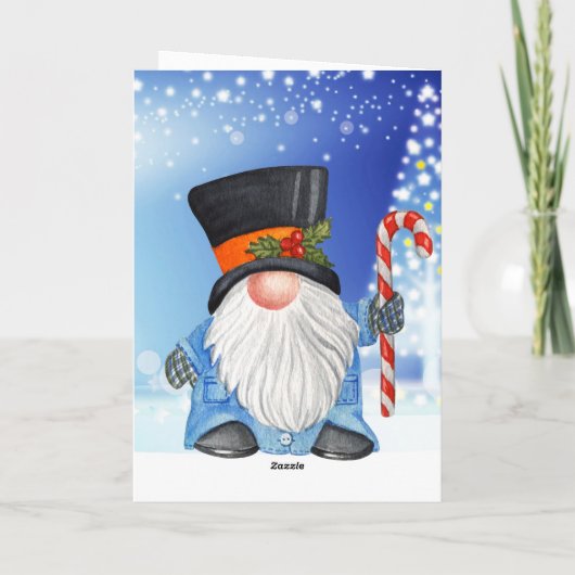 Winter wünscht Weihnachten Gnome Blau und Weiß (Rückseite)
