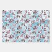 Winter Xmas Blau und Rosa Niedliche Pinguine Weihn Geschenkpapier Set (Vorderseite 2)