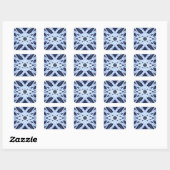 Winter Xmas Blue Gray Retro Geometrisches Muster Quadratischer Aufkleber (Blatt)