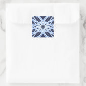 Winter Xmas Blue Gray Retro Geometrisches Muster Quadratischer Aufkleber (Tasche)